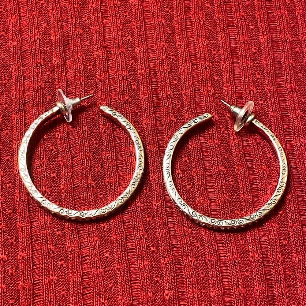 Brighton Pierced Post Hoop Earrings with Crystals - Picture 4 of 13